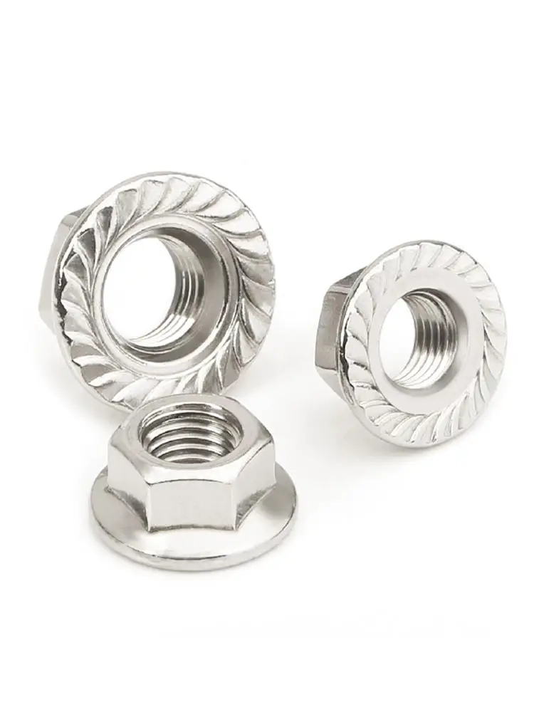 Hexagon Nuts Carbon Steel Flange Locking Nuts 5-100pcs