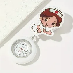 Charming Cartoon Nurse Watch - Stretchable Rechargeable Timepiece with Rubber Strap and Quartz Movement, Ideal for Healthcare Professionals (White)