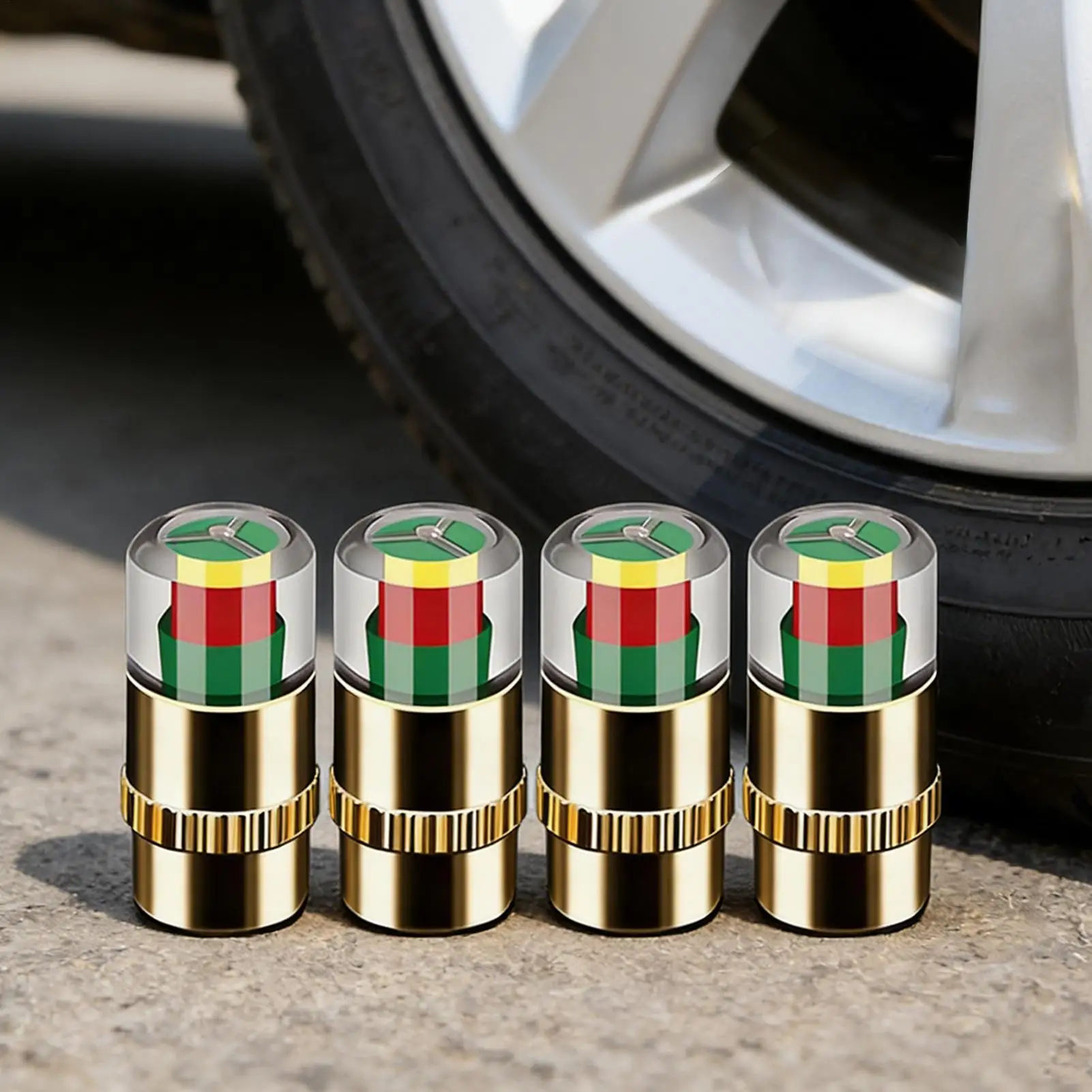 타이어 공기압 모니터링 캡 4개 36 PSI 색상 코드형 밸브 스템 캡 차량 트럭 타이어 게이지용 간편 읽기 공기압 표시기