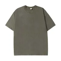 Summer 230g Retro Heavyweight Pure Cotton Round Neck T-shirt Custom Washed Loose Short Sleeved Oversize Men Top 2