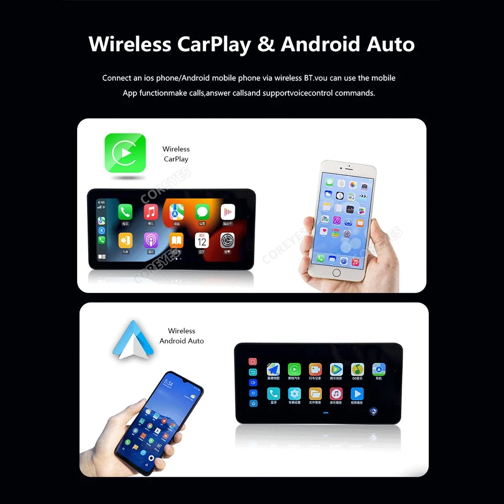 COREYES A600 6.3 inch Portable Motorcycle LCD Display GPS Dustproof IPX7 Waterproof For Wireless Apple CarPlay Android Auto