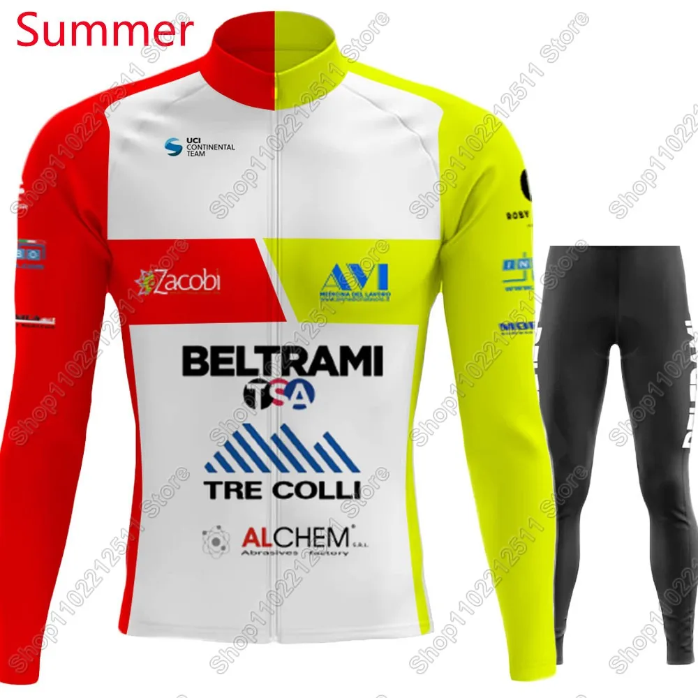 Beltrami TSA Tre Colli Cycling Jersey Set Italy Clothing Suit Mens Long Sleeve MTB Bike Road Pants Bib Ropa Ciclismo