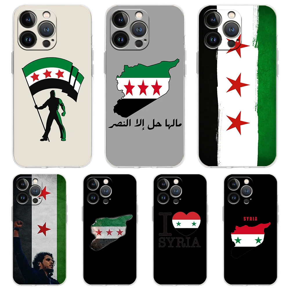 Luxury Silicone Clear Phone Case with Syria Flag Design