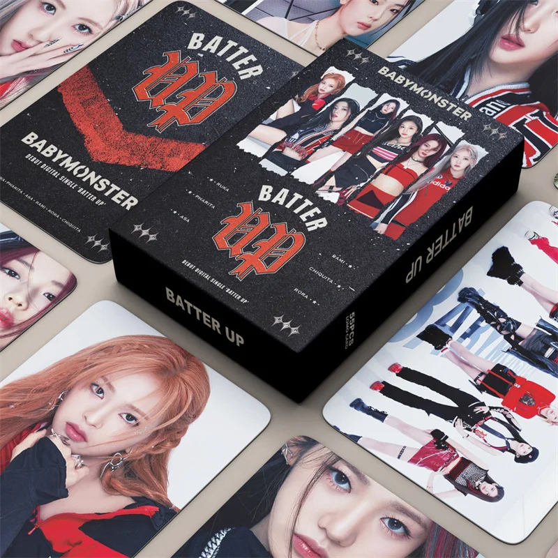 

55 шт./набор, альбом KPOP, альбом BABYMONSTER LOMO Card, новая девушка группа AHYEON Харам RORA PHARITA CHIQUITA RUKA ASA, Подарочная открытка