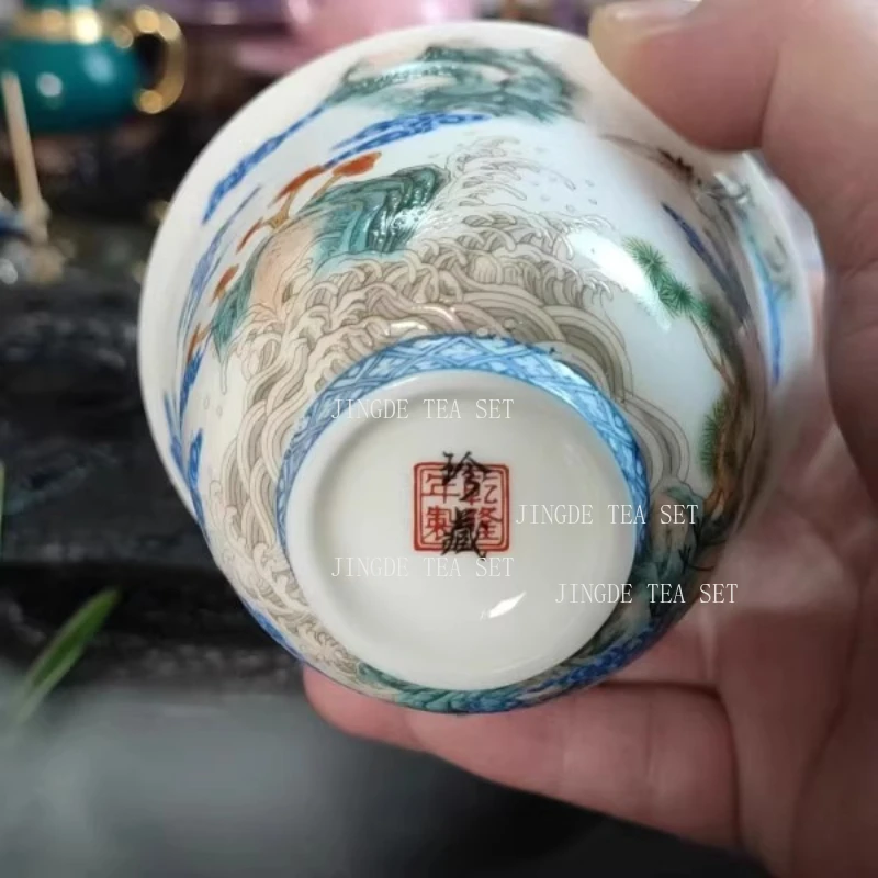 170ml Yixing Crane Enamel Covered Bowl Household Ceramic Triple Cap Bowl Tea Bowl High End Tea Set Tea Set Accessories