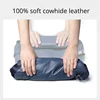 Classic Blue Grey Cowhide 100% Genuine Leather Women Backpack Vintage Travel Bags Notebook Schoolbag for Girls Daily Knapsack 5