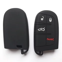 Silicone Car Key Fob Cover - Protective Remote Holder Sleeve (3 PANIC btns - 2)