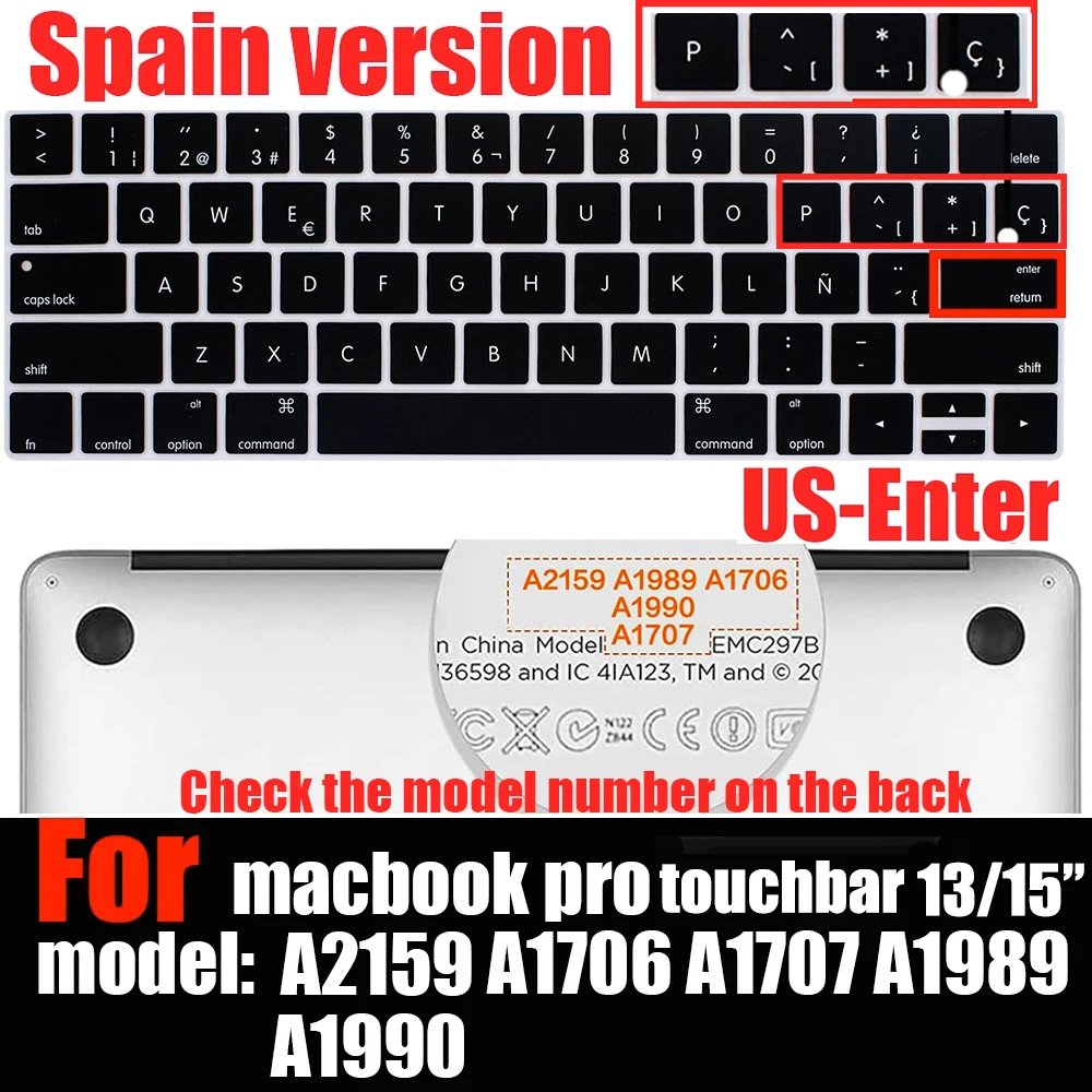 Premium Silicon Keyboard Cover for MacBook Pro Touch Bar - Soft & Durable Protection