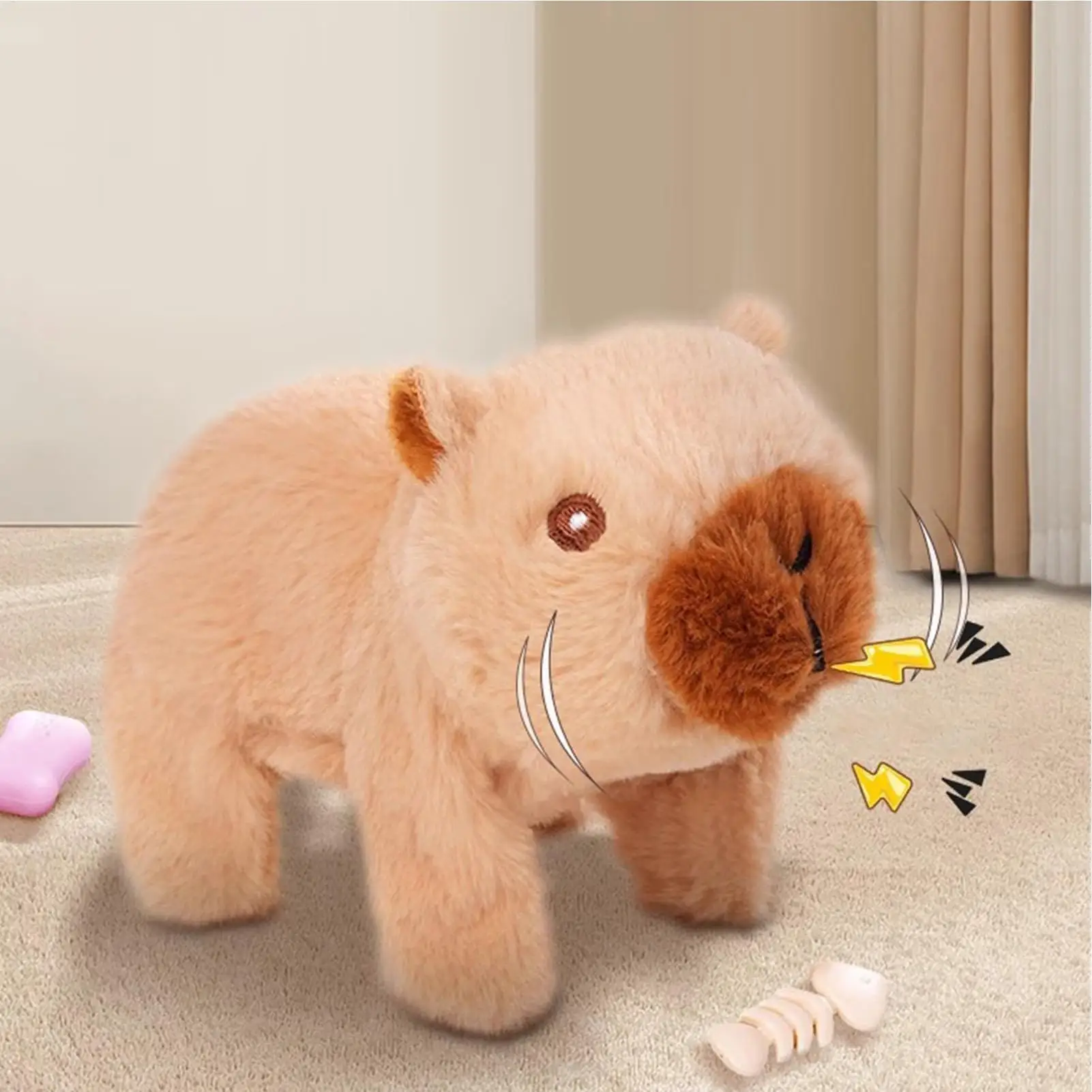 플러시 인터랙티브 장난감 피규어 부드러운 전기 워킹 인형 귀여운 카피바라 플러시 어린이 성인 청소년 소녀 소년용