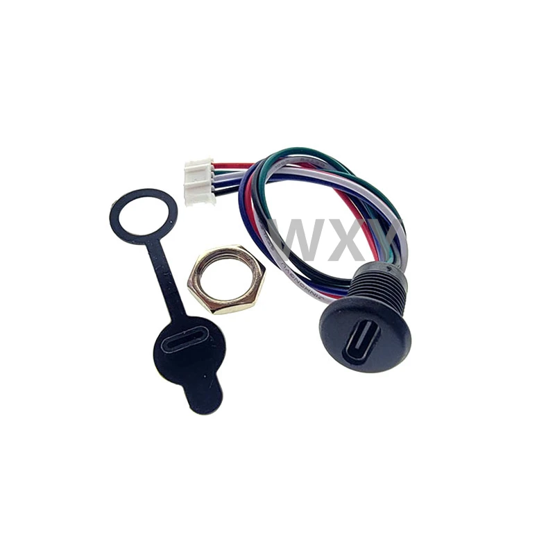 USB-C C타입 방수 커넥터, PH 2.0 너트 잠금 패널 장착, TPC 방수 고속 충전 잭, 2 핀, 4 핀, 5 핀, 6 핀
