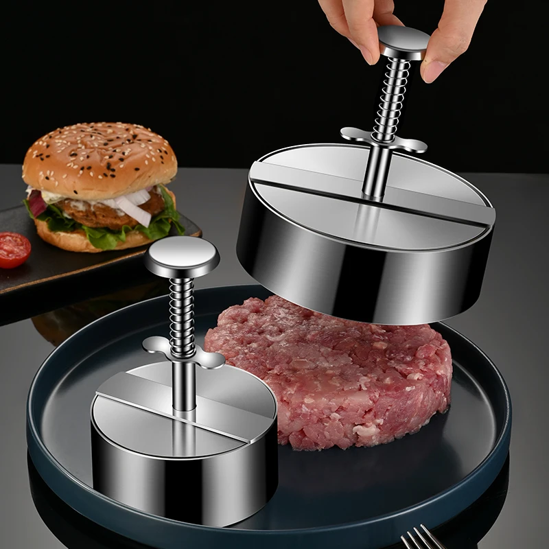 Hamburger Makers Non-Stick smash burgers press beef meat Patty Makers 304 Stainless Steel Thickness Adjusted Kitchen BBQ tools 1