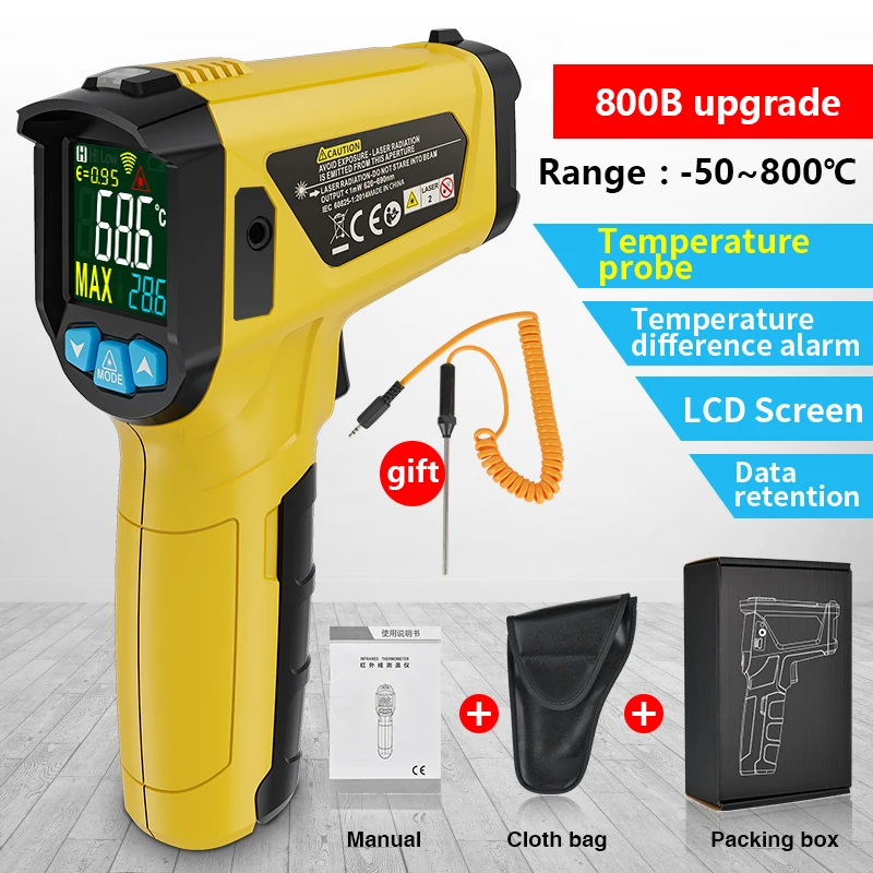 Industrial Temperature Gun For Cooking,BBQ,Pizza Oven,Ir Thermometer With  Backlight,-58℉-932℉(-50℃-500℃) - AliExpress