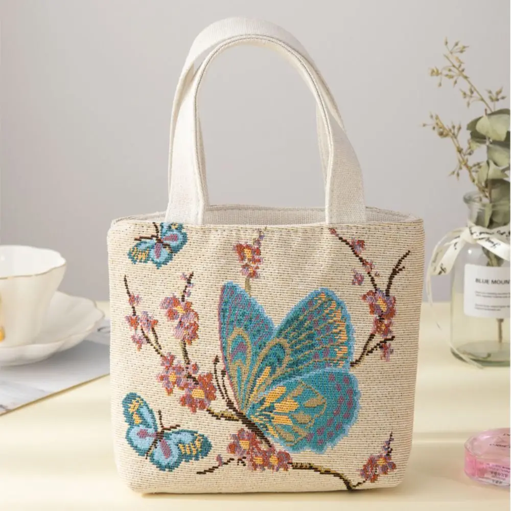 Stickerei Canvas Tasche süße Katze Blumen Einkaufstasche Mode Stil kleine Schulter Reisetasche Handtasche – Detail 7