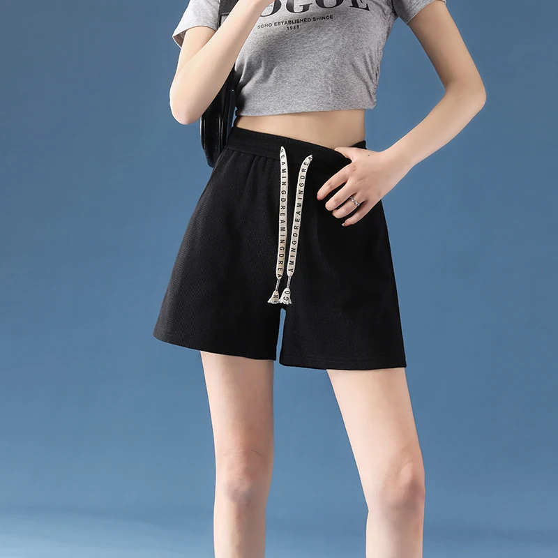 Women Shorts Traf High Waisted Loose Wide Leg Short Pants Women Clothing Booty Shorts Waffle Fabric Y2K Korean Fashion CICHENG