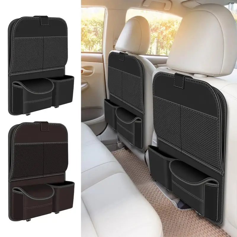 

Car Backseat Organizer With Foldable Tablet Tray Leather Car Storage Organizer Kick Mats Back Seat Protector Back Seat Organizer