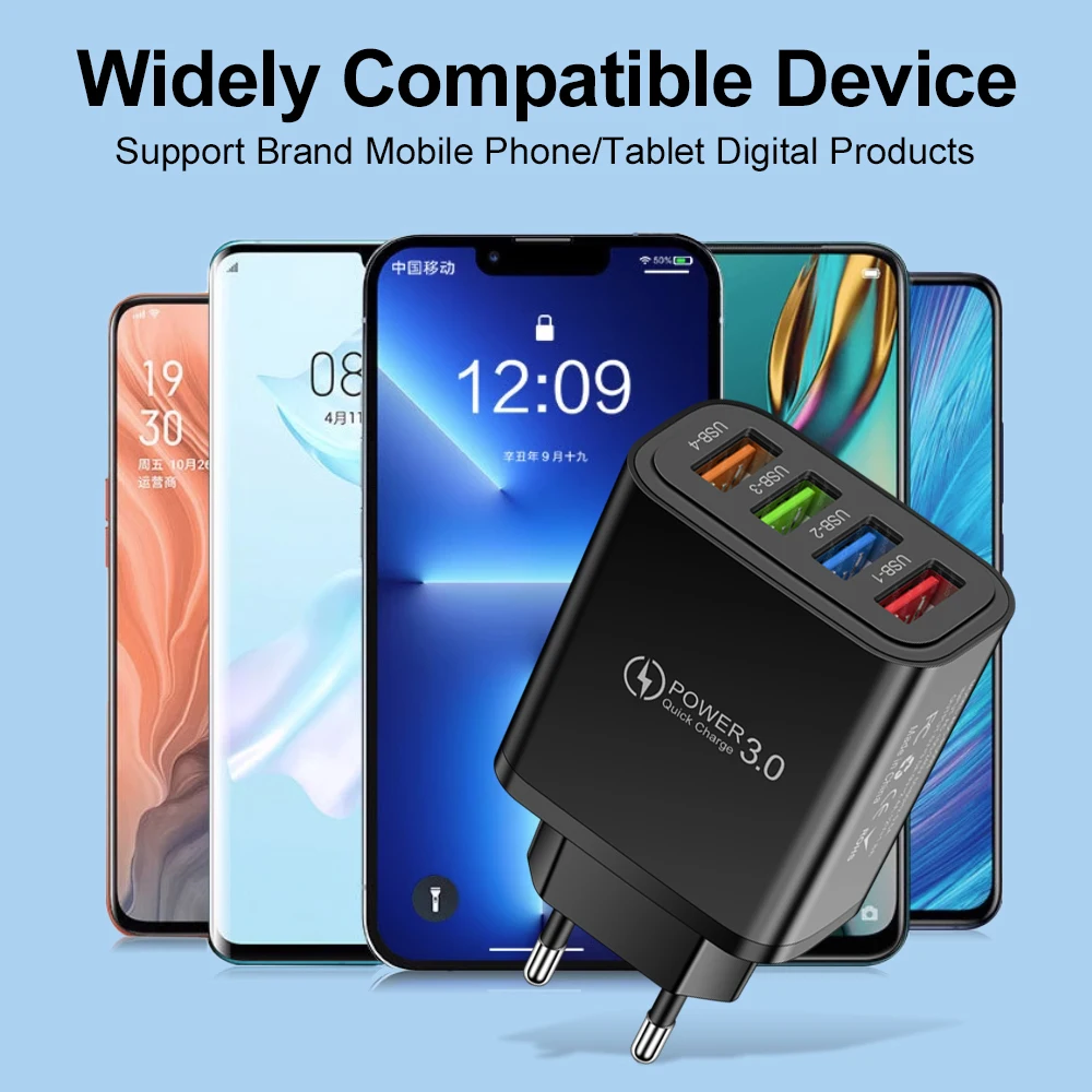 5V 3A USB Charger Multi Fast Charging Mobile Phone Power Adapter For iPhone Xiaomi Huawei QC 3.0 EU/US/UK Wall Quick Charge Plug