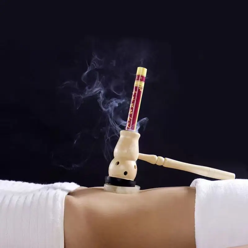 

Gourd Moxa Stick Burner Hand-held Moxibustion Apparatus Use with Natural Jade Mat Warm Body Massager Acupoint Meridian Massage