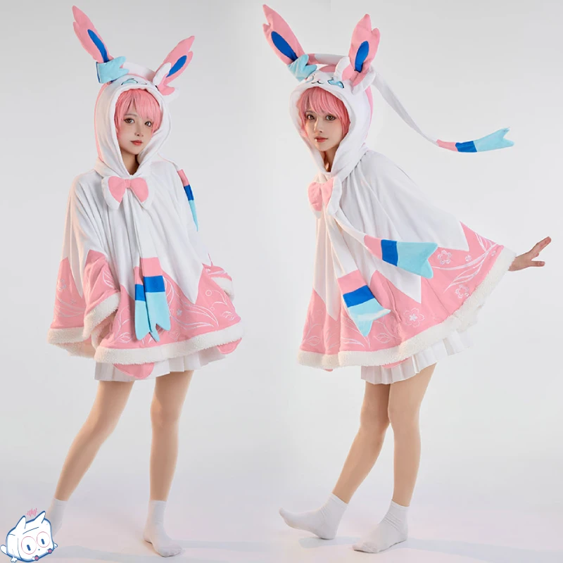 

Sylveon Cosplay Cloak Pokemon Hooded Blanket Live Youtuber Ninfia Nymphali Costume for Women Girl
