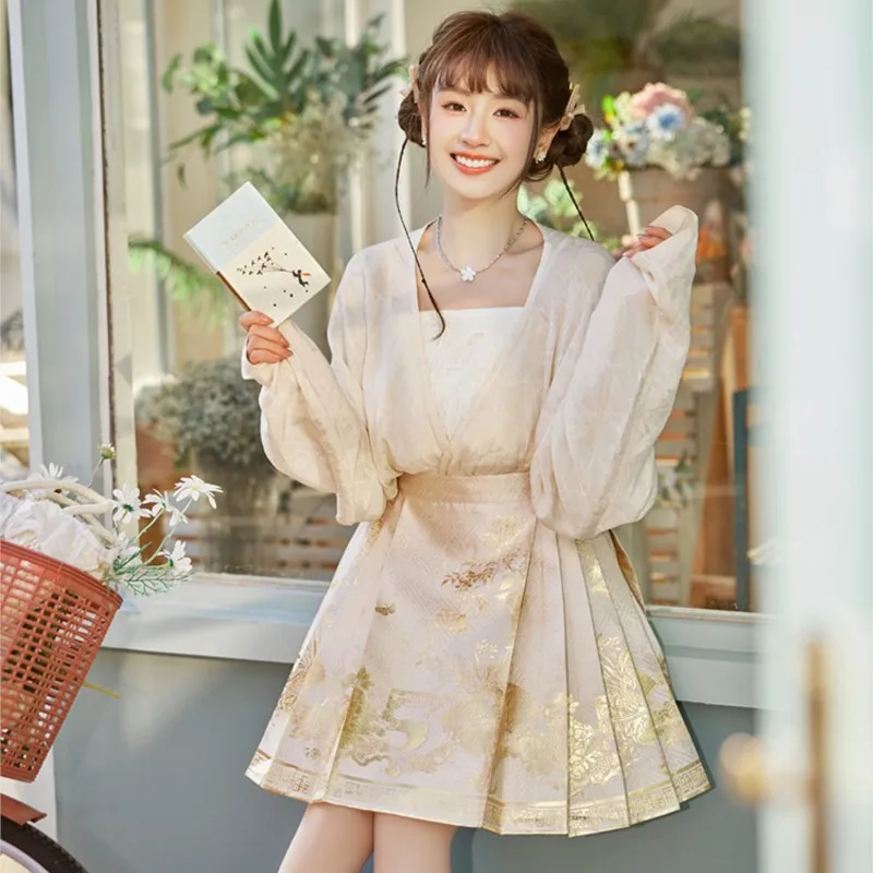

Новая повседневная подходящая ко всему тканая Золотая короткая юбка в китайском стиле для девочек Женская одежда