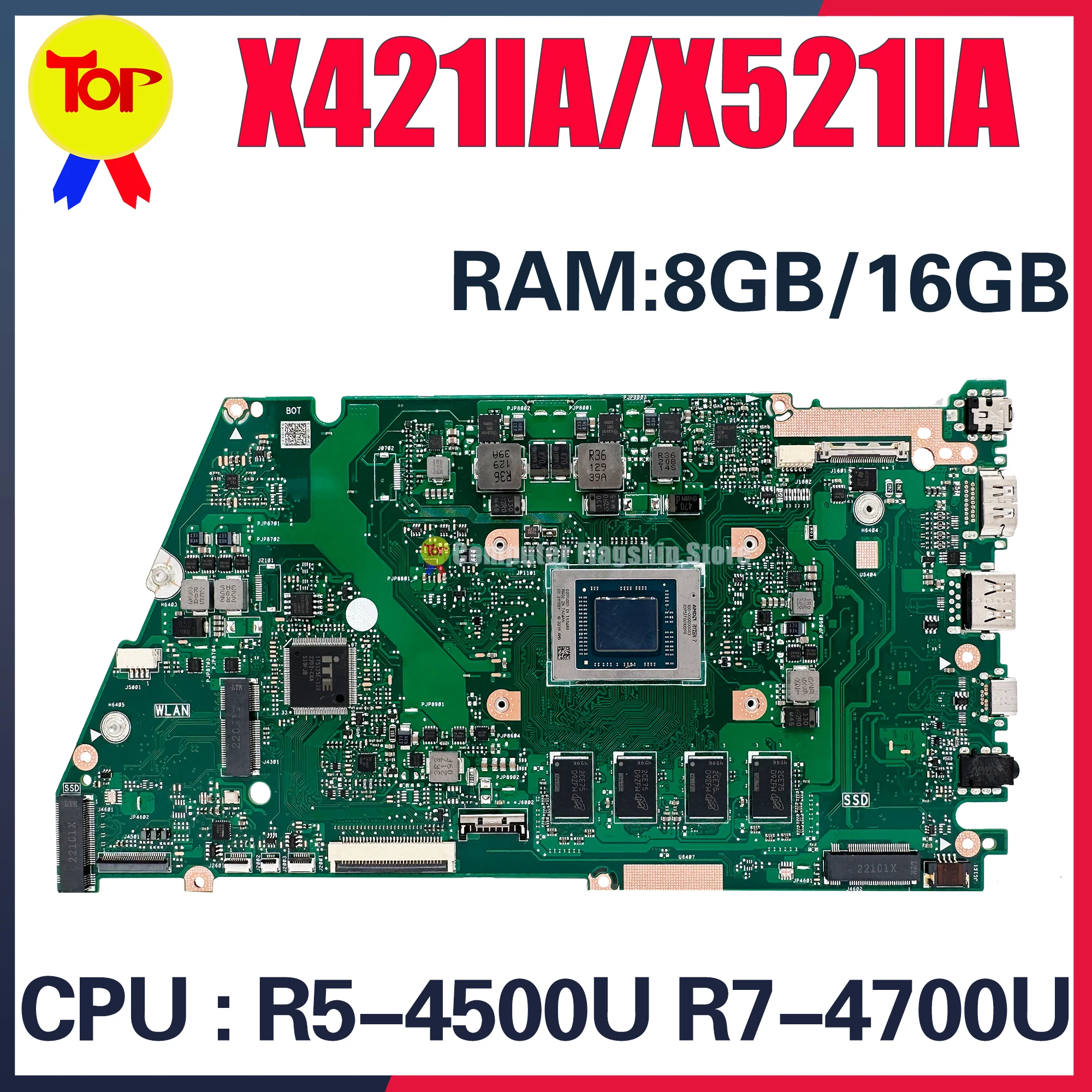 Материнская плата для ноутбуков X421IA Φ Vivo Book X421IAY X521IA с искусственным объемом 8 ГБ/16 ГБ ОЗУ 100% ТЕСТ ОК