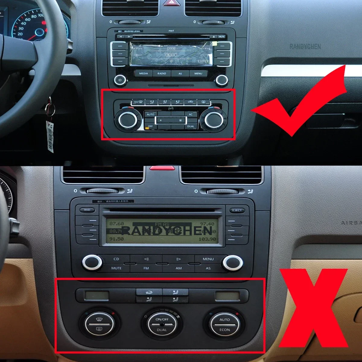 Car Interior Trim Car Radio Housing Centre Dash Radio Automatic Heater HVAC Control Bezel Cover Trim For VW Golf 5 GTI R32 Rabbit MK5 Jetta A5 GLI 1K0858069N