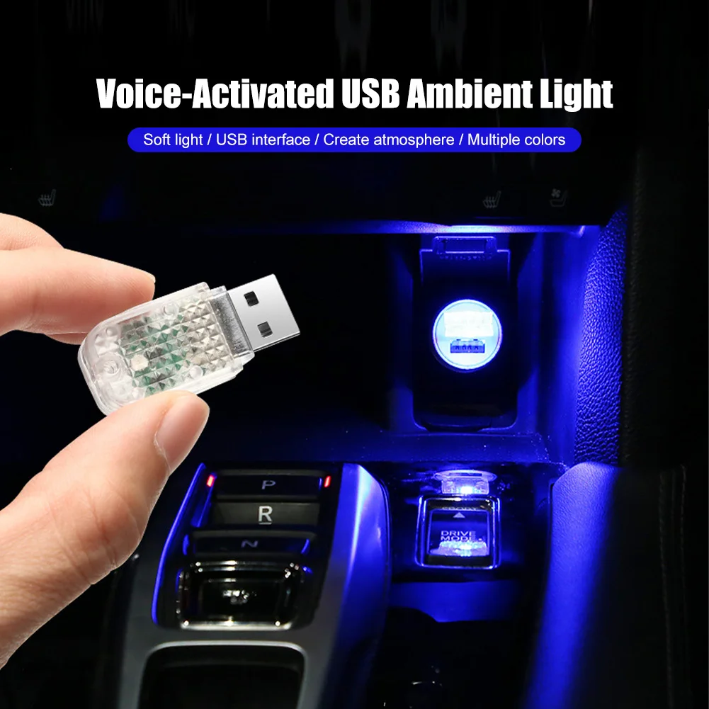 

Car Mini USB LED Ambient Lights Car Interior Atmosphere Lamps Sound Activated LED Decorative Lamp Auto Interior Accessories