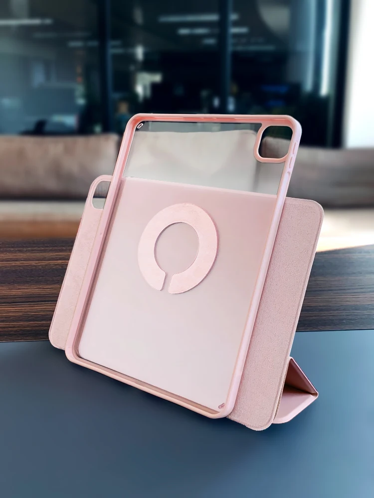 Universal Tablet Stand with Magnetic Back and Protective Clip Case