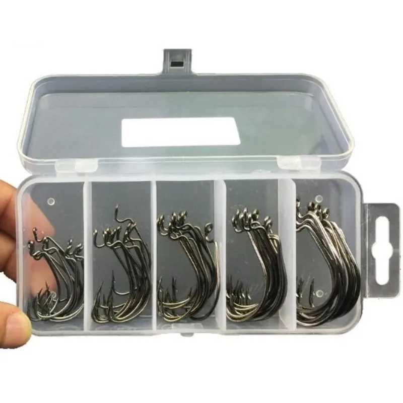 

50 Pcs/Set Fishing Hooks Single Circle Coating High Quality Carbon Steel Jip Barbed Carp Fishing Hook Tackle Fishing Tools