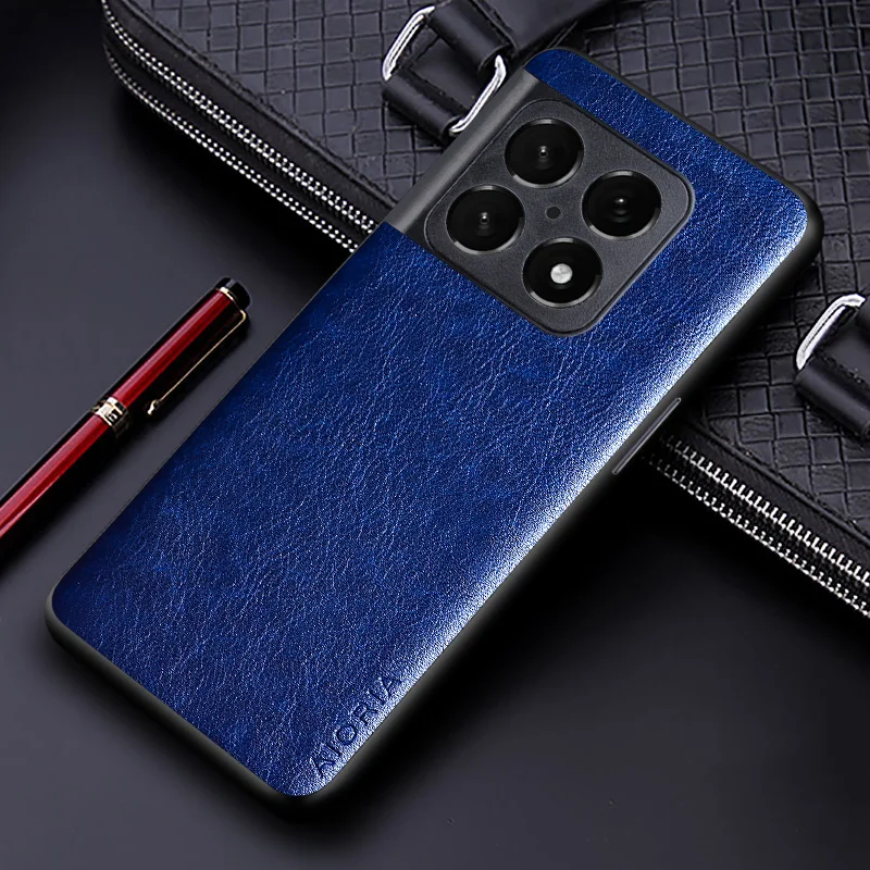 Premium PU Leather Business Phone Case - Solid Color Design