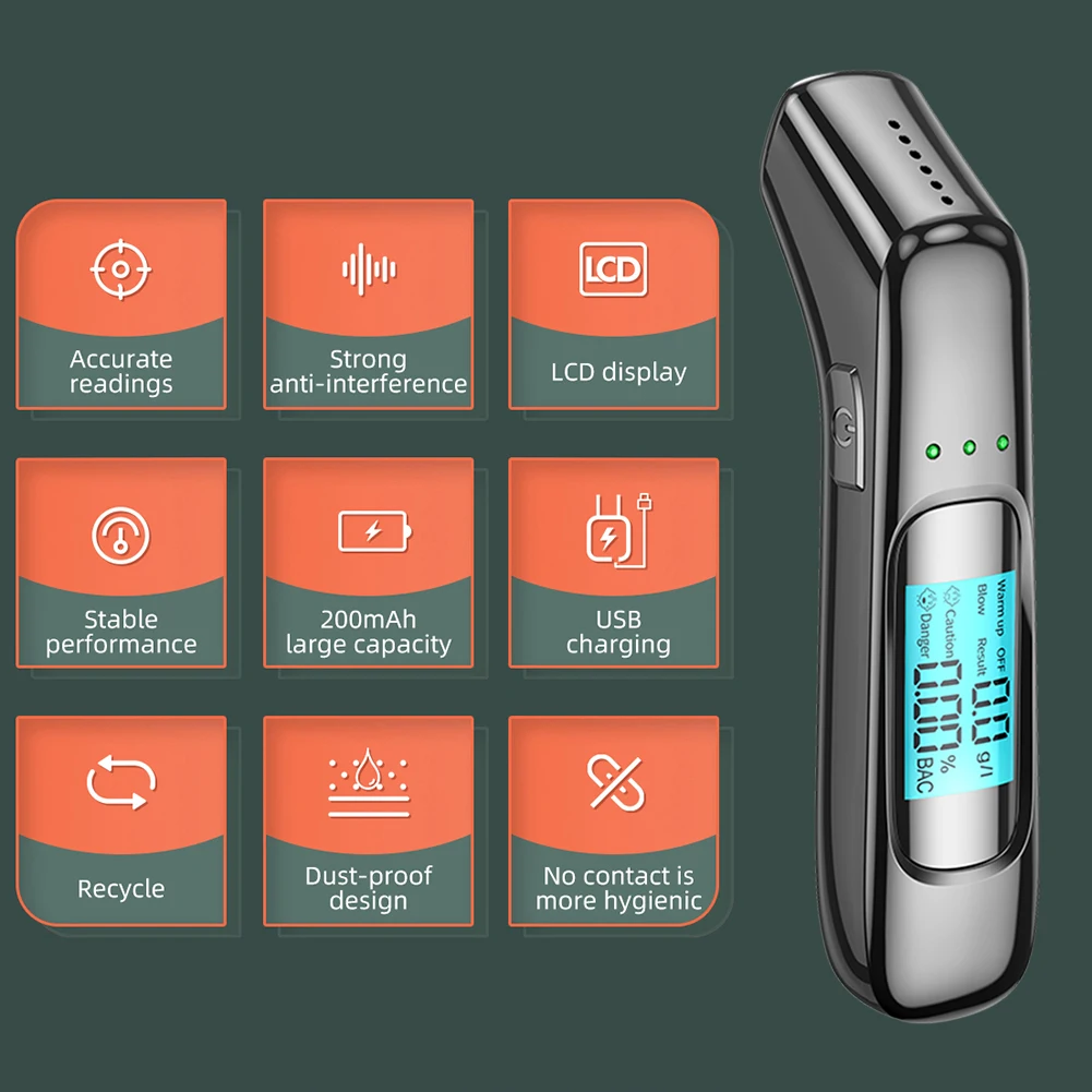 Etilometro digitale per auto, etilometro portatile, etilometro per vino, rilevatore di guida in stato di ebbrezza_voghion.com