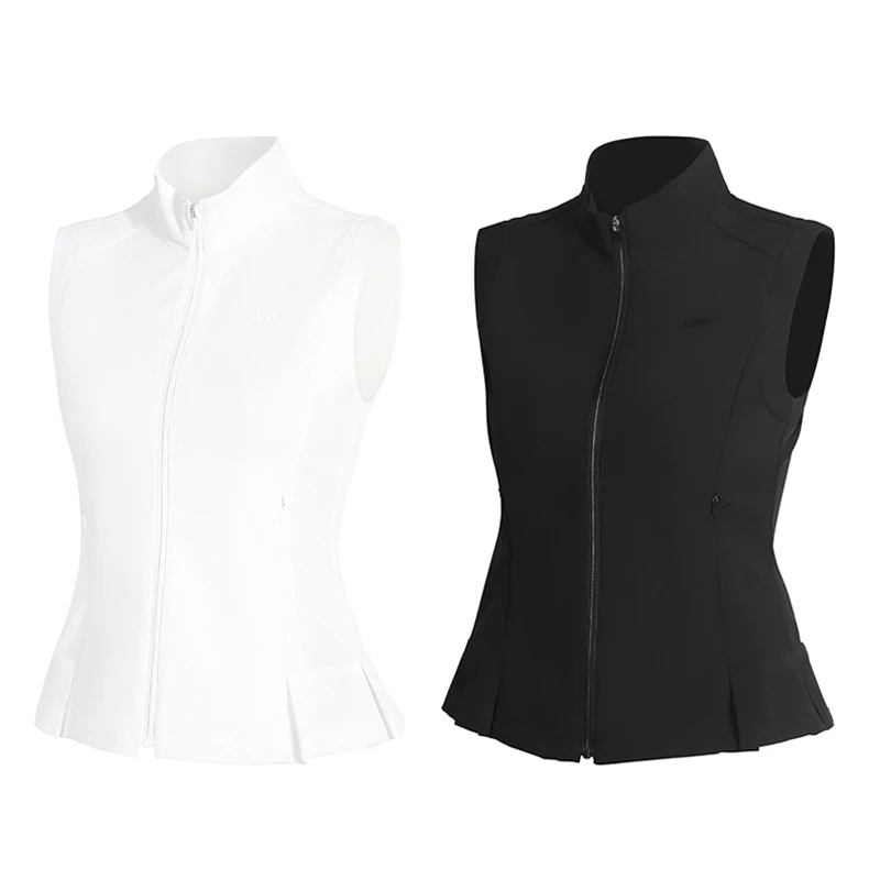 Love Golf Women Trendy Vest Ruffle Slim Sleeveless Cardigan Ladies Versatile Stand Collar Tops Windproof Autumn Golf Jacket