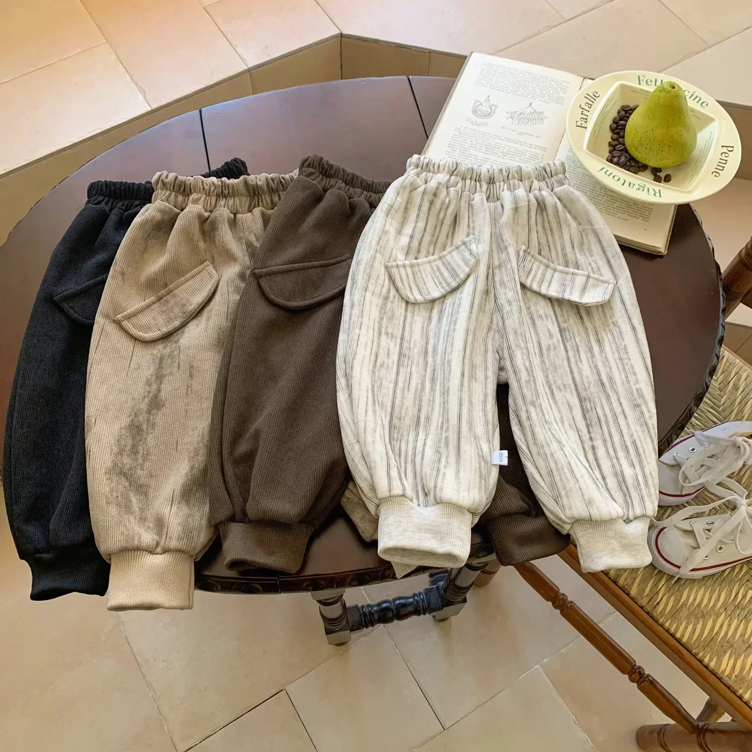 girls pants boys pants girls trousers kids pants Winter Children Thick Plush Pants Clothing Fashion Boys Girls Warm Sports Trousers Floral Polka Dot Baby Casual Trouser