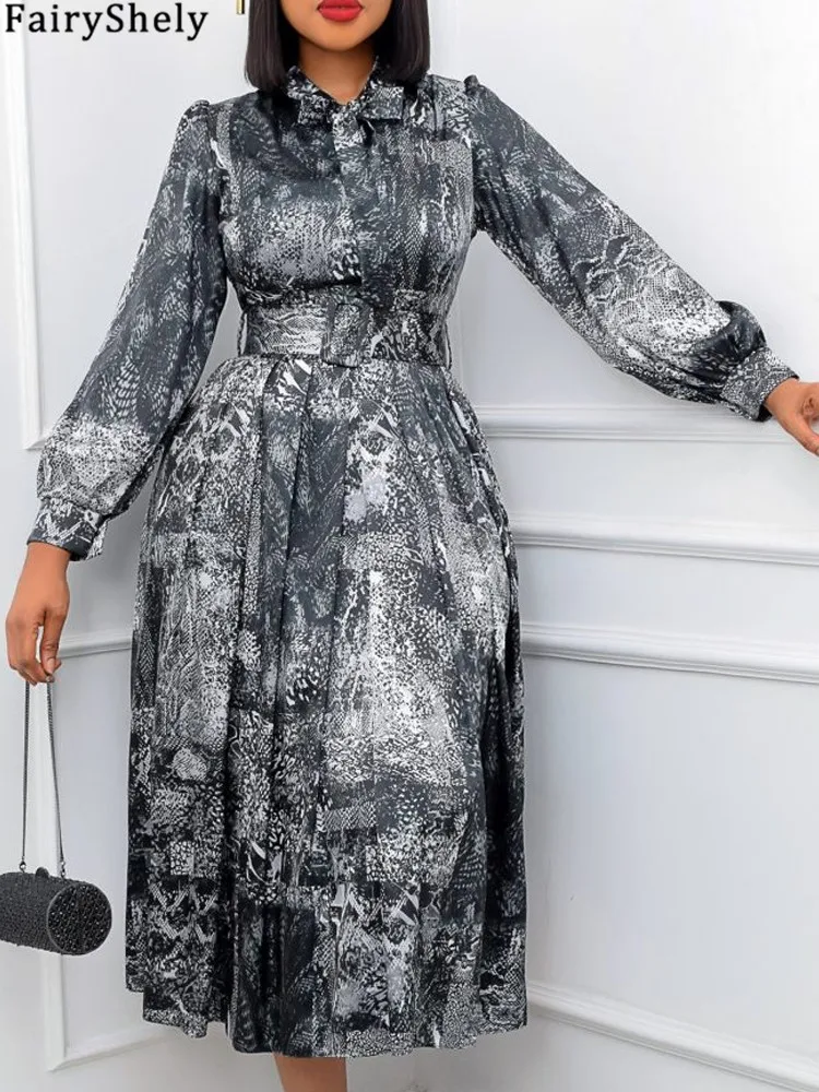 FairyShely ربيع 2025 طباعة حجم كبير فستان المرأة ك...