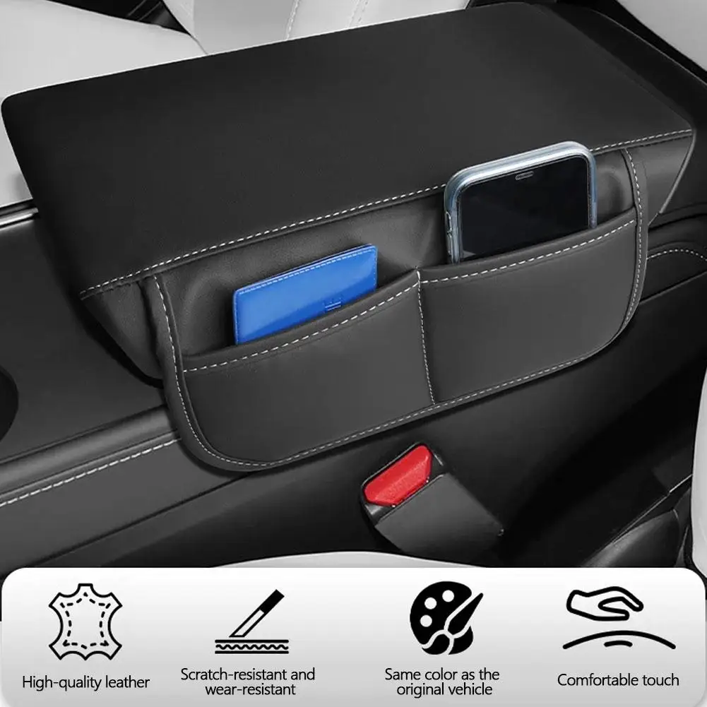센터 콘솔 팔걸이 박스 커버 가죽 쿠션 수납 기능 포함 모델 3 하이랜드/모델Y Ju Y5F6용 인테리어 액세서리