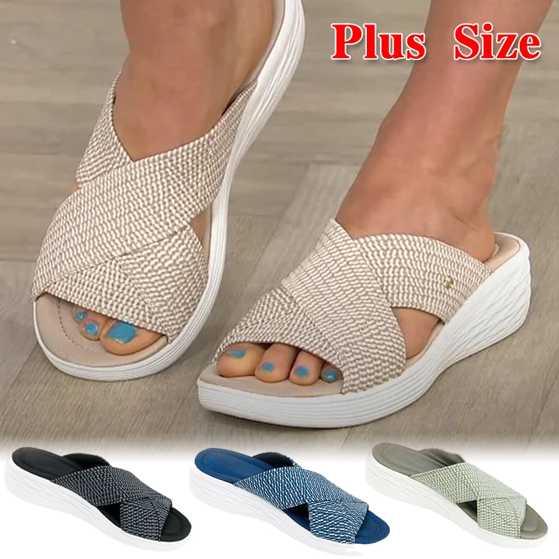 2022 Fashion Women's Slippers Summer Outdoor Beach Female Flats Slipper Casual Comfortable Platform Ladies Sandals