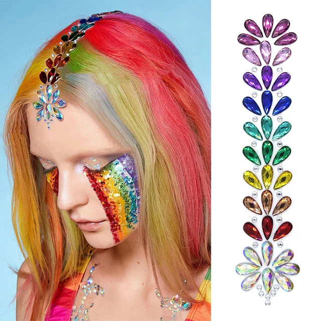 3D Crystal Forehead Headpiece Sticker Hair Jewels Glitter Face