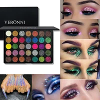 35 Colors Diamond Sequin Eyeshadow Palette Shimmer High Pigment Powder with Glitter and Satin Long Lasting Waterproof Makeup 2