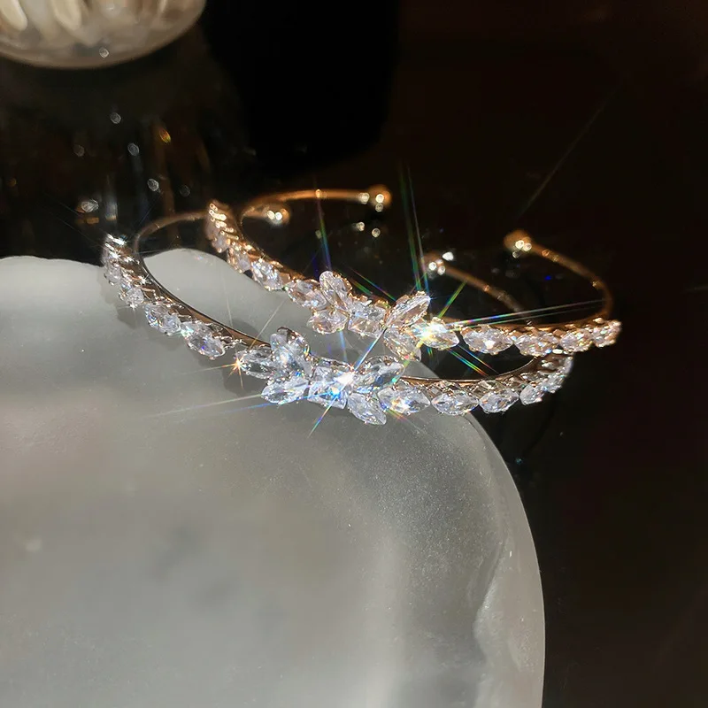 Zircon Bow Cuff Bracelet for Women Korea Luxury High-grade Charm Bracelet Fashion Personality Wedding Dainty Accessories