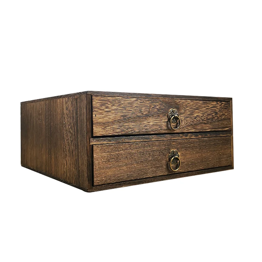

Box Storage Wooden Drawer Wood Organizer Drawers Tea Desktop Holder Desksundries Case Jewelry Treasurerustic Boxes