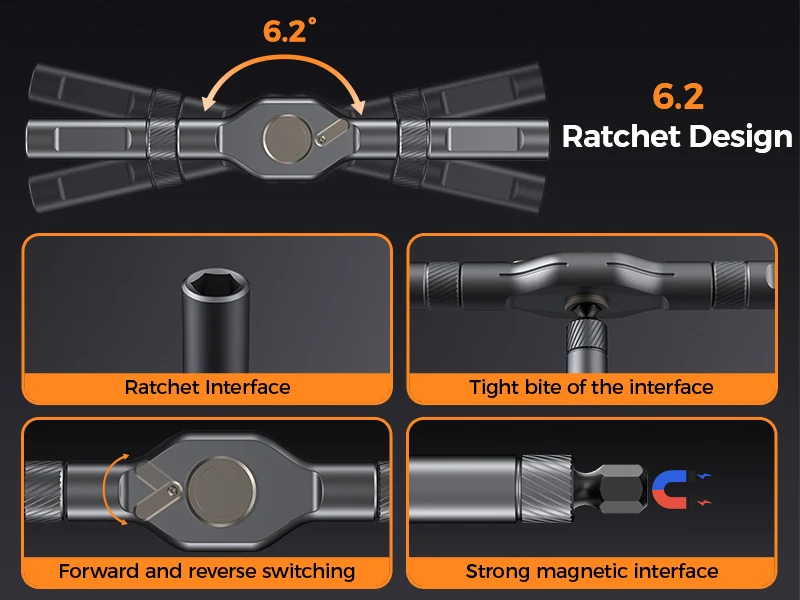 74in1 Präzisions-Magnet-Ratschenschraubendreher-Set Abnehmbarer T-Griff-Magnetisierer Fixieren Sie Möbel-, Elektronik- und Fahrrad-Schreibtisch usw – Detail 8