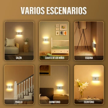 Luz nocturna LED con sensor y carga USB inalámbrica