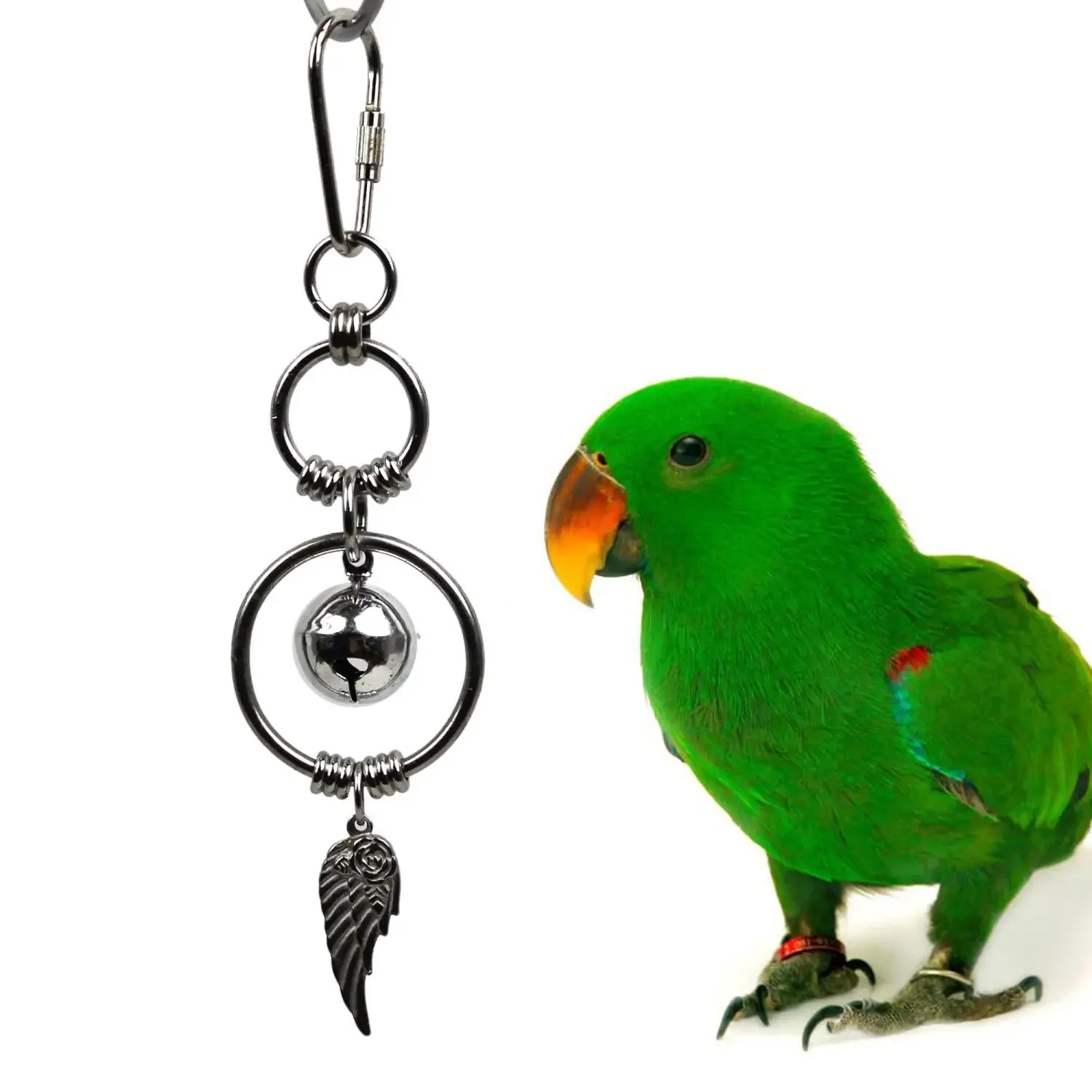 

Little Sun Stainless Steel Biting Toy Monk Bird Cage Stand Stand Xuanfeng Puzzle Parrot Copper Bell Parrot Supplies