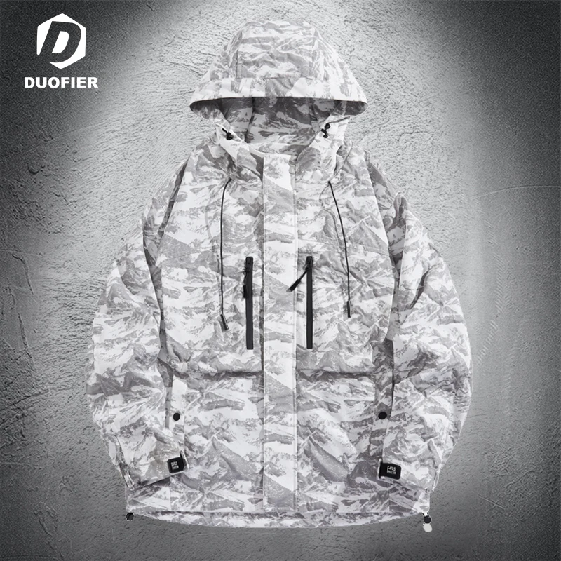 

Men's Daily Sport Jacket Hiking Fishing Riding Coats Autumn Camouflage Hooded Streetwear Windproof Jackets Trend Men Clothing