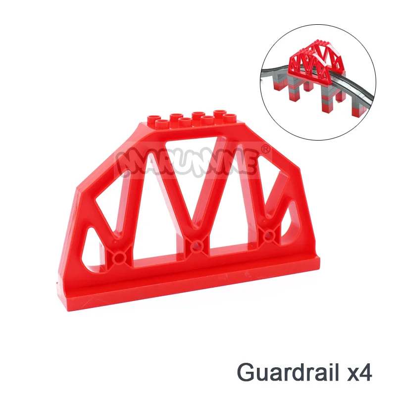 8PCS Block Train Track Set with Railway Switch and Crossover Parts - Big Size Building Bricks Accessories