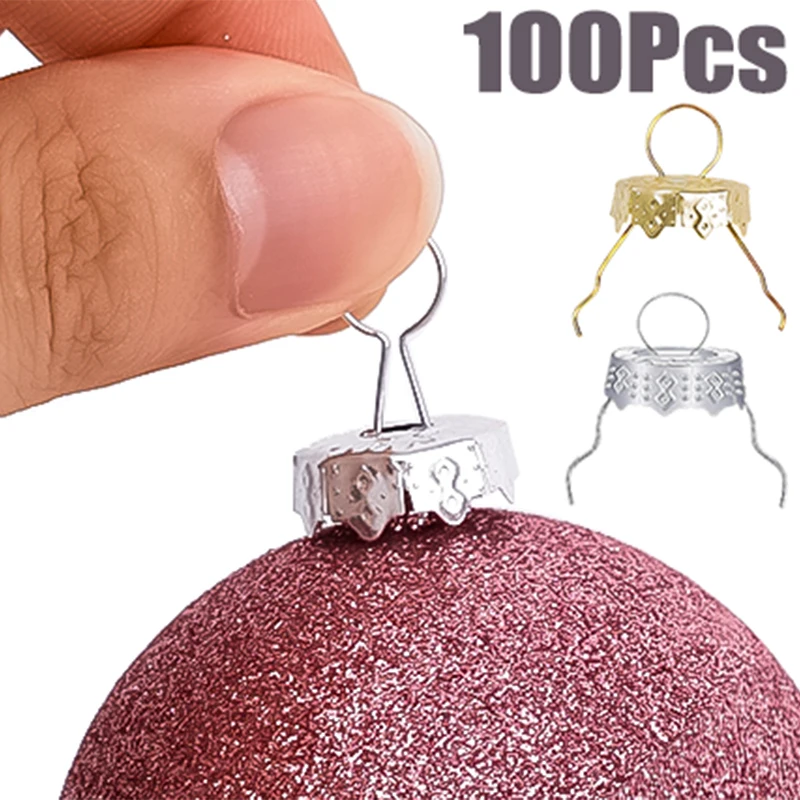 

14MM Gold Silver Christmas Ball Caps for Xmas Tree Ornament Removable Metal Hanger Hats Replacement Decorations Navidad New Year
