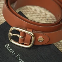 BeauToday Retro Belts Women Genuine Cow Leather Oval Metal Buckle Width 2.9cm Accessories 2023 Ladies Waistband Handmade 91004 - Image 3