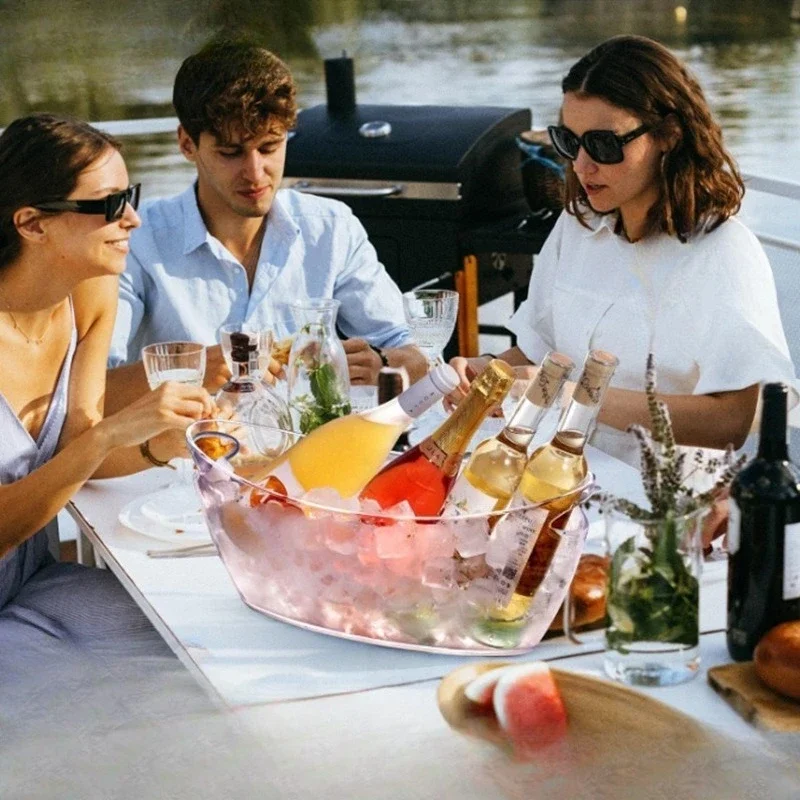 Hot 5LTransparent Ice Cube Storage Bucket Beer Wine Bucket Bar Ice Bucket Container Champagne Can Wine Champagne Beer Chiller