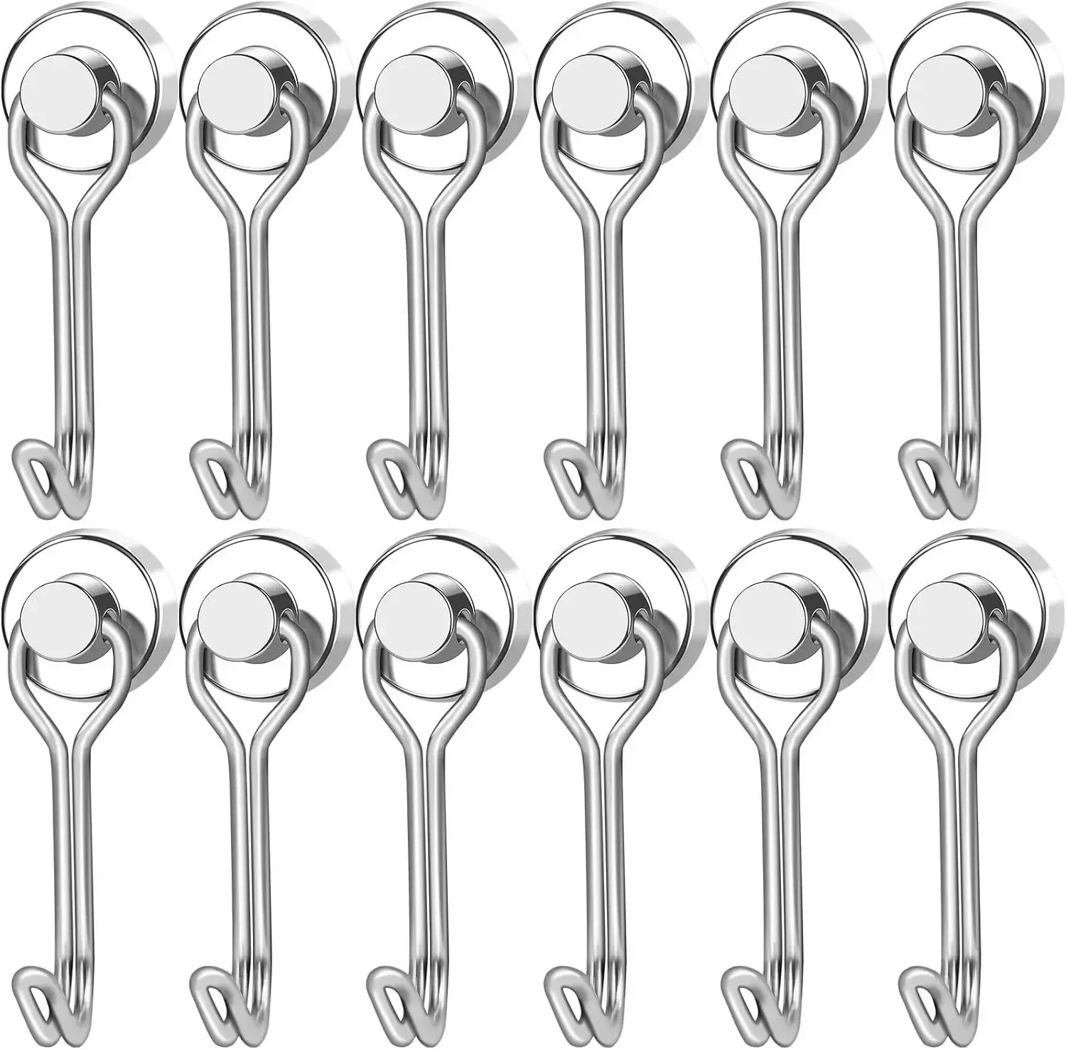 Heavy Duty Swivel Magnetic Hooks for Kitchen and Refrigerator - Black and Silver Finish