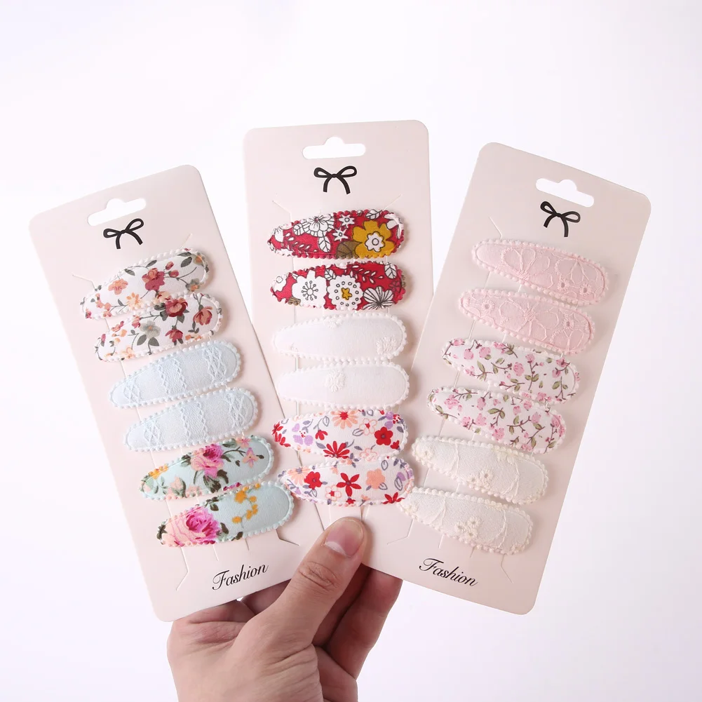 shake baby's hand 12Sets/Lot Korea 5.5cm BB Barrettes Basic Snap Baby Girl Side Bang Clip Cute Mini Hairgrips Flower PrinKids Hairpins Accessories baby headband