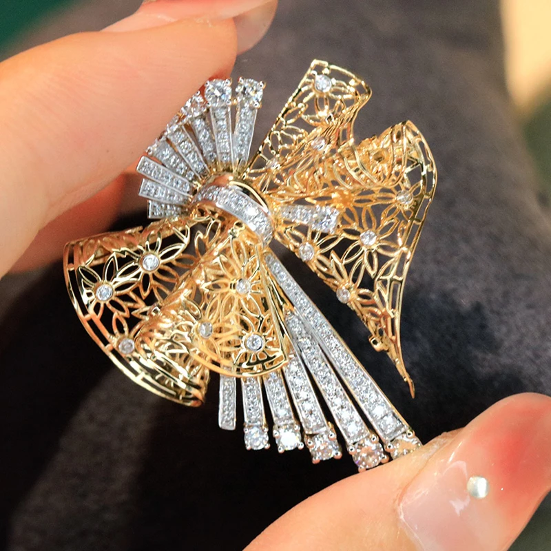Saa59ed54abc34a6fb1e37fd0d6d428a4c Aazuo Fine Jewelry 18K Pure White Gold Natural Real Diamonds Original Luxury Brooch&Necklace Gifted For Women Birthday